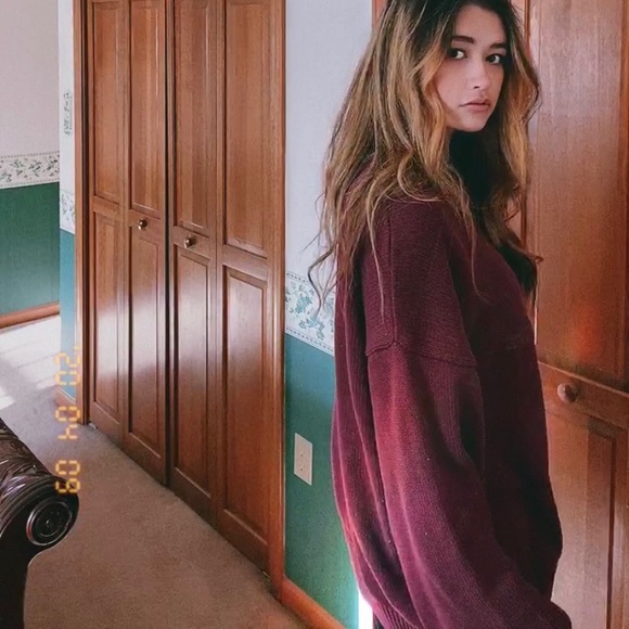 Maroon Vintage Structure Knit Embroidered Sweater - Picture 3 of 6